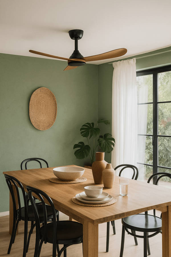 Black & Dark Wood Ceiling Fan