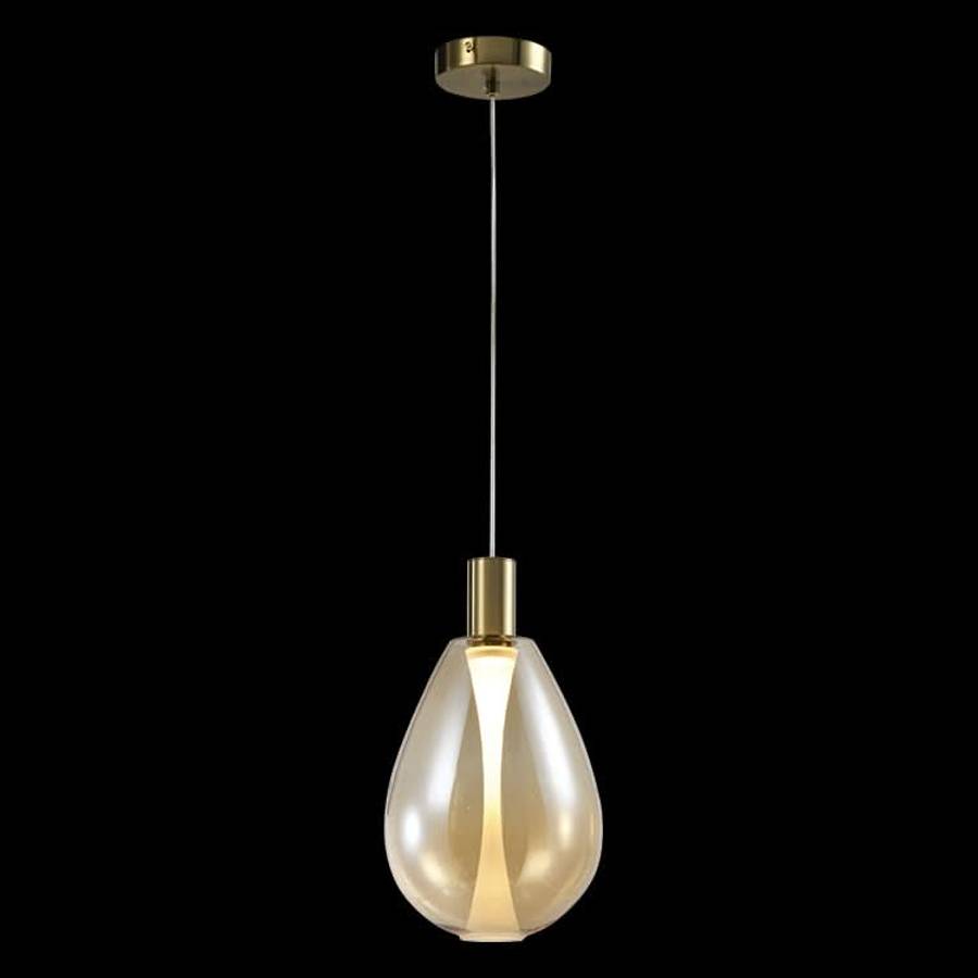 Amber Glass Gold Finish LED Pendant Light