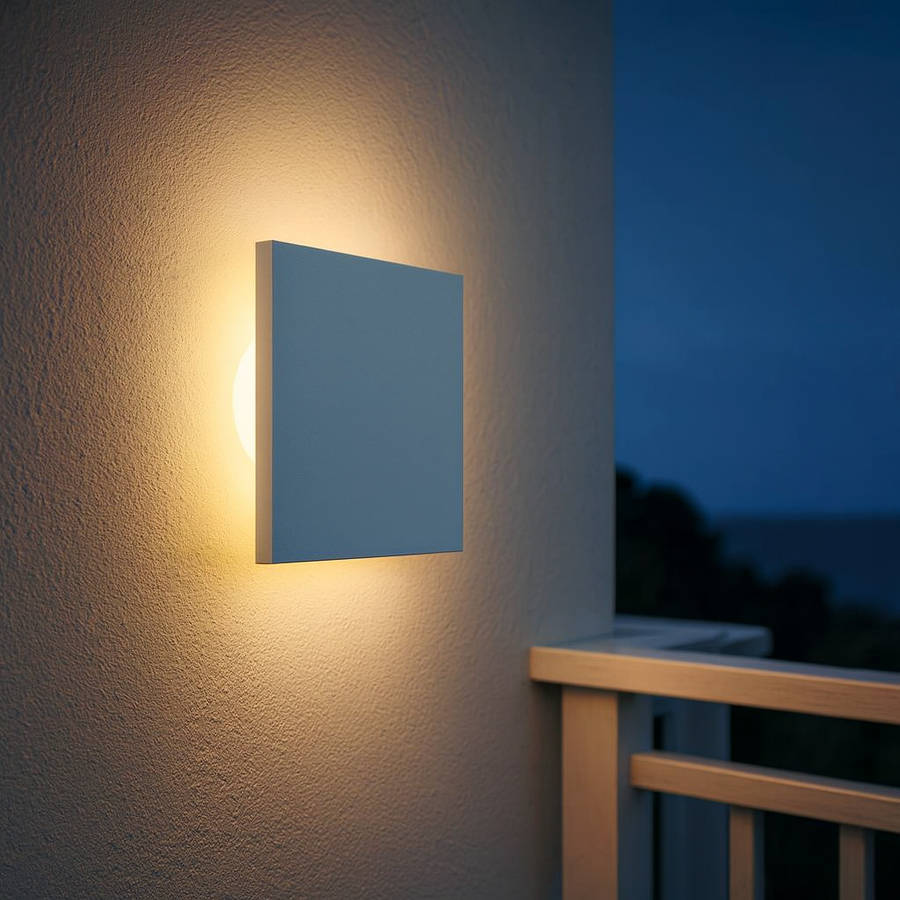 Focal Square White Backlit LED Wall Light (Coastal)