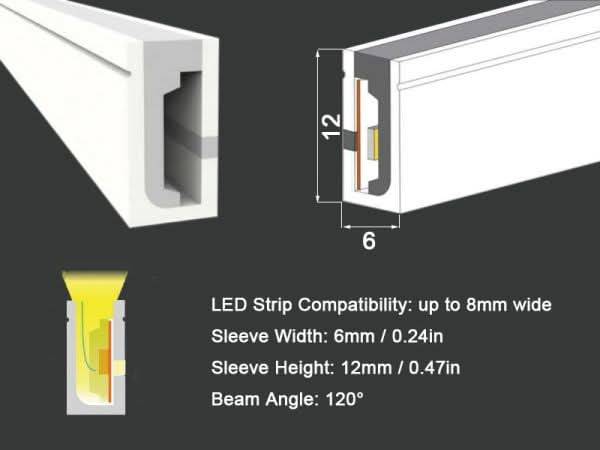 Side Bending Flexible Silicone Profile - 6mm x 12mm