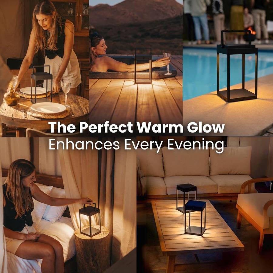 Luxe Black Coastal Solar Lantern