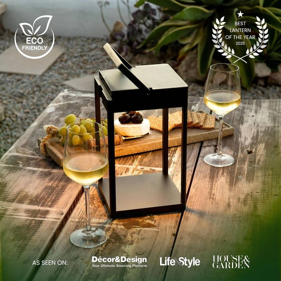 Luxe Black Coastal Solar Lantern