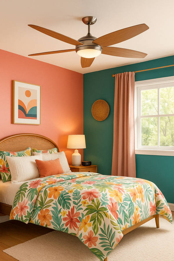 Lancer Satin Chrome & Wood Ceiling Fan