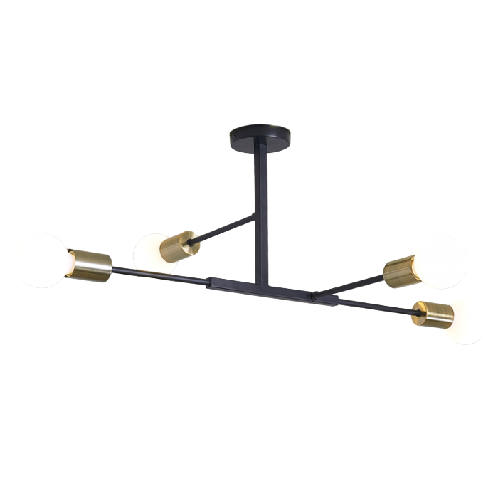 4 Light Black & Brass Ceiling Light