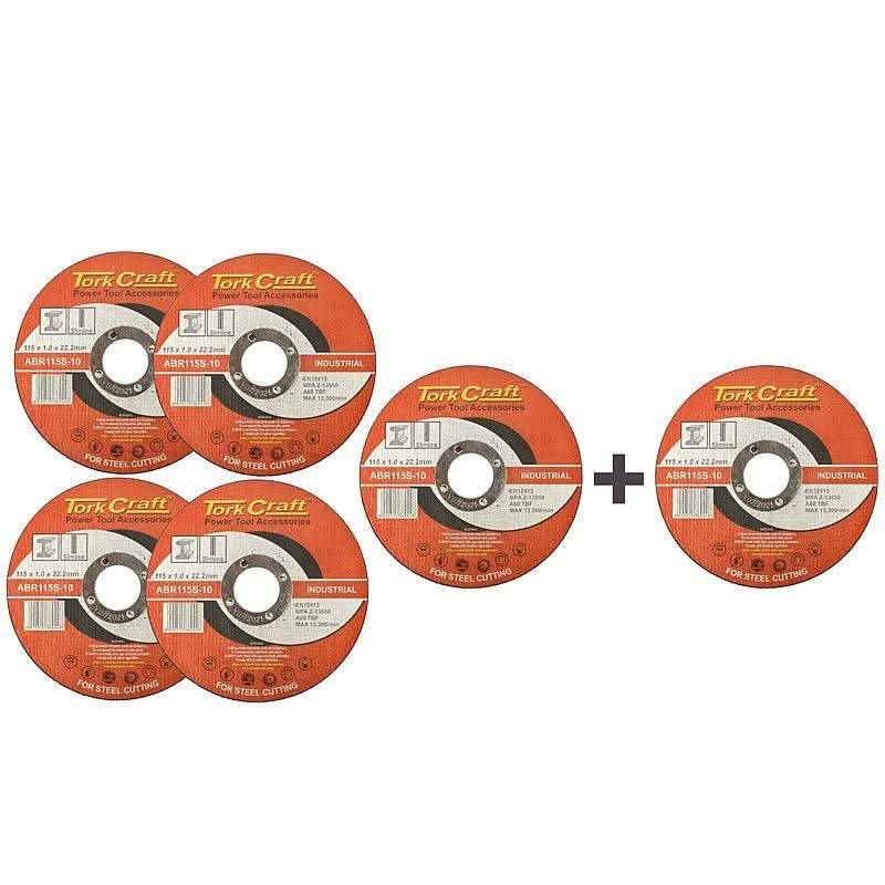 Tork Craft 5 + 1 Free Cutting Disc Steel 115 x 1.0 x 22.2mm