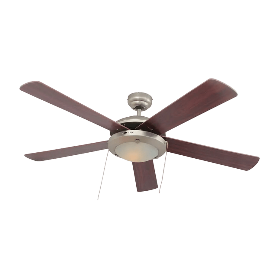 Comet Ceiling Fan 5 Blades Satin Chrome with Cherry Wood