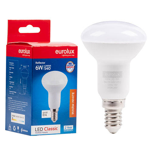 6W Warm White LED E14 R50 Reflector Bulb - Non-Dimmable