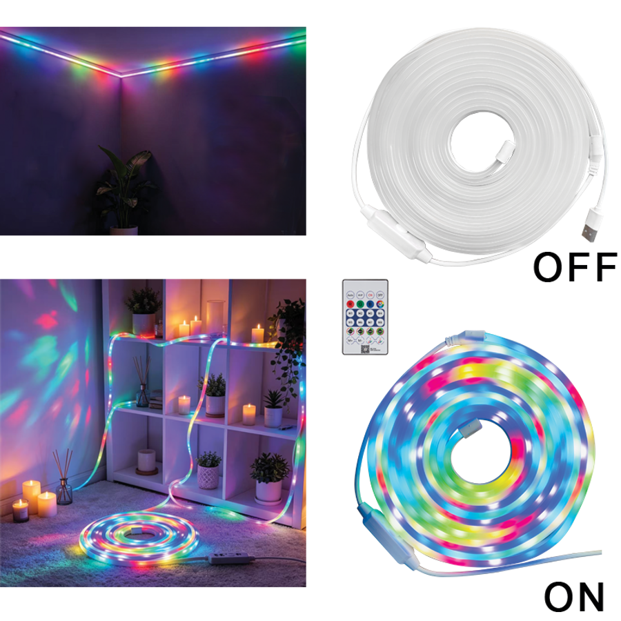 5m IC-RGB LED Strip Light with Remote IP65
