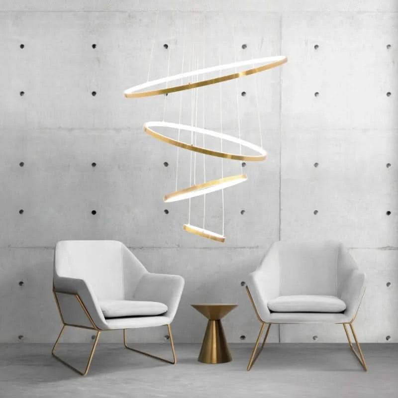 Gold Mega Ribbon LED Pendant Light (Dimmable) - 4 Ring