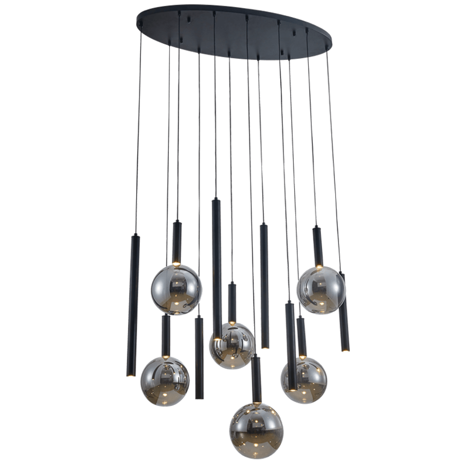 Smoke Glass Round Cluster Pendant Light