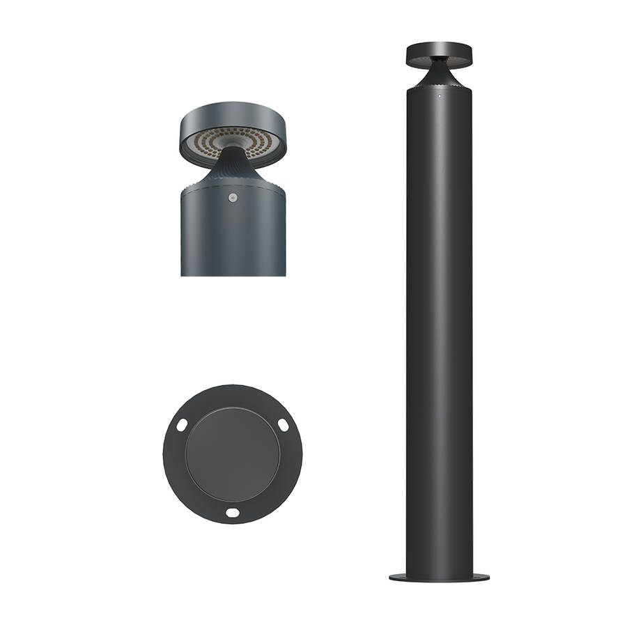 12W Fuji IP65 4CCT Surface Mount Bollard - Round