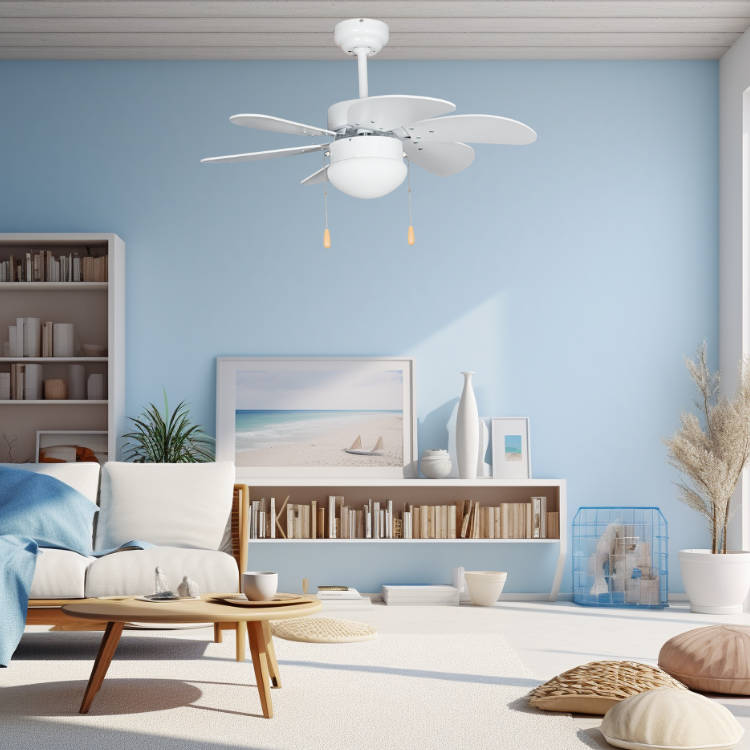 6 Blade White Ceiling Fan