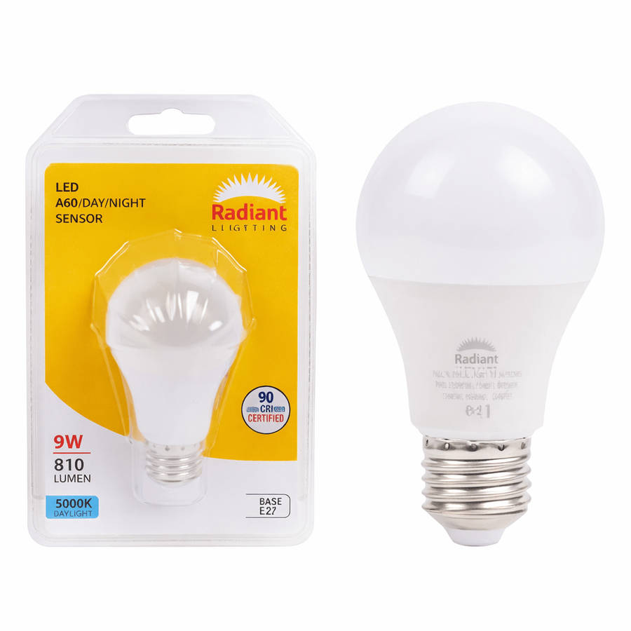 9W White A60 LED Bulb  E27, 5000K Daylight