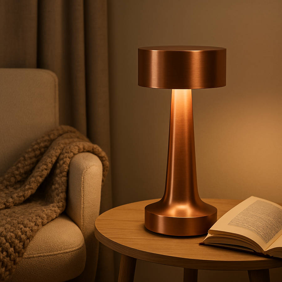 Copper LED Table Lamp - Dimmable & Rechargeable