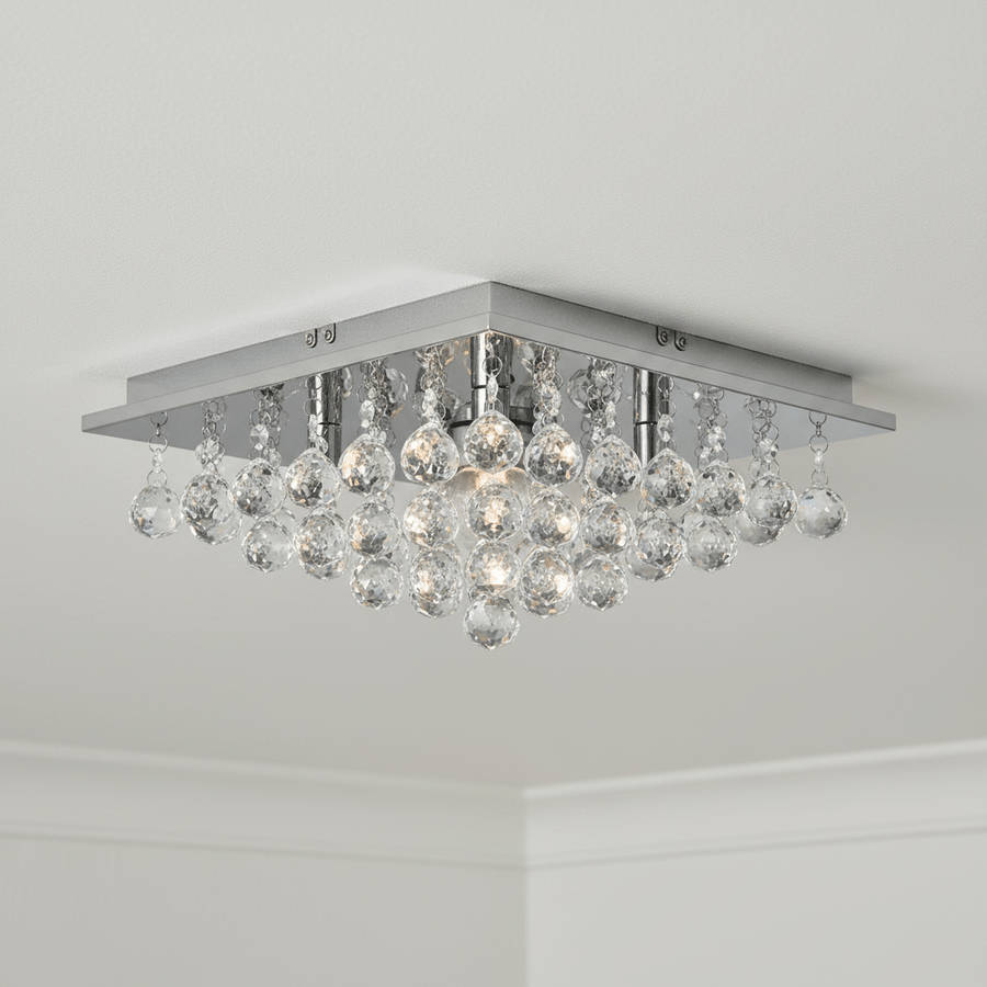 Small Square Crystal K9 Ceiling Fitting