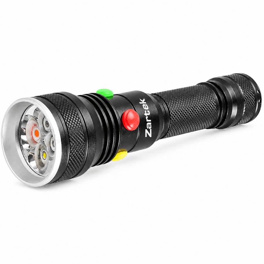 4-LED Rechargeable Colour Signalling Torch (White, Red, Yellow, Green)