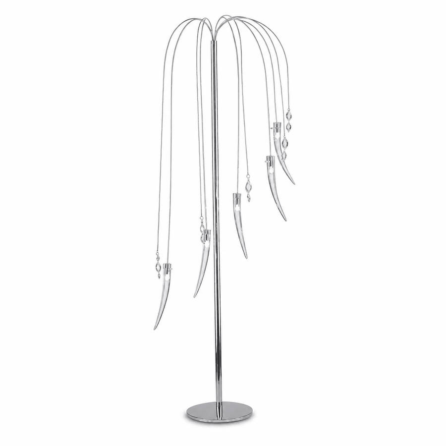 5-Light Chrome & Clear Glass Floor Lamp with Foot Switch