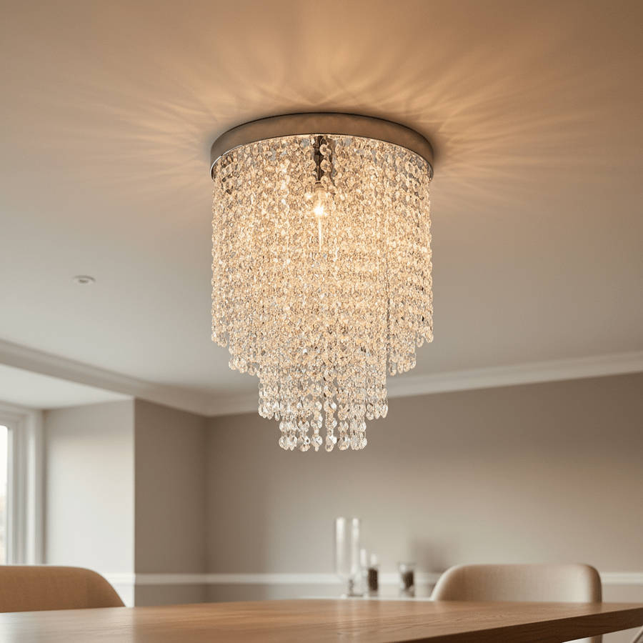 G9 LED Small Round K9 Crystal Ceiling Fitting