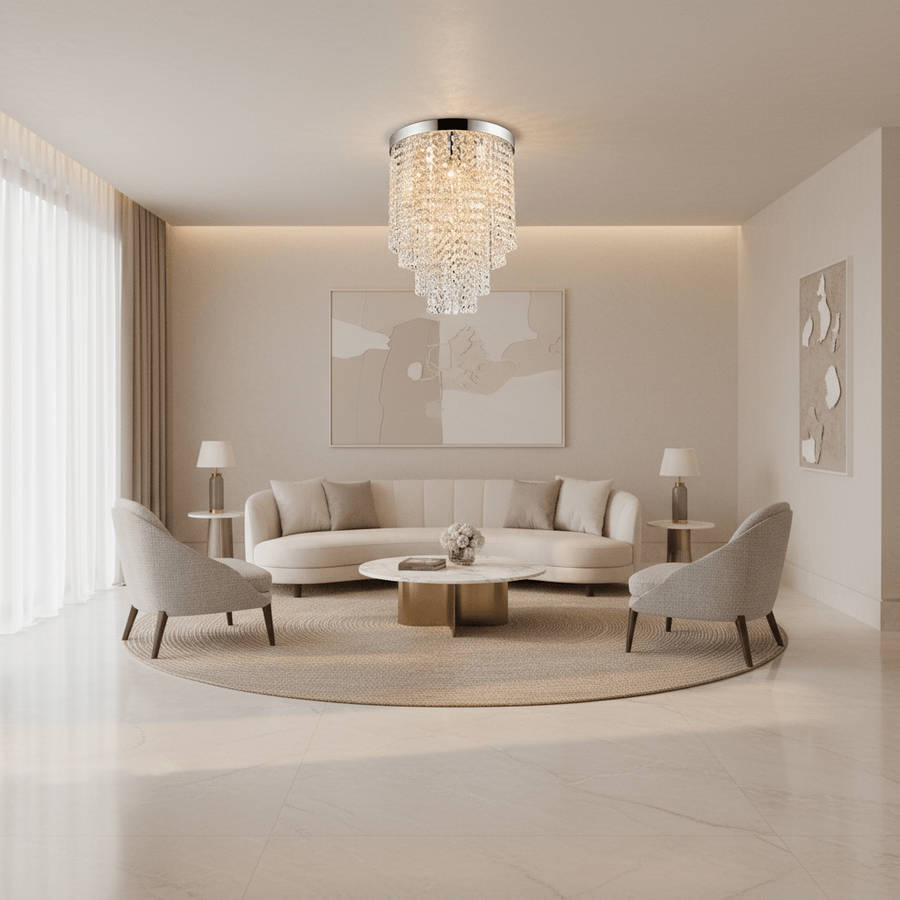G9 LED Small Round K9 Crystal Ceiling Fitting
