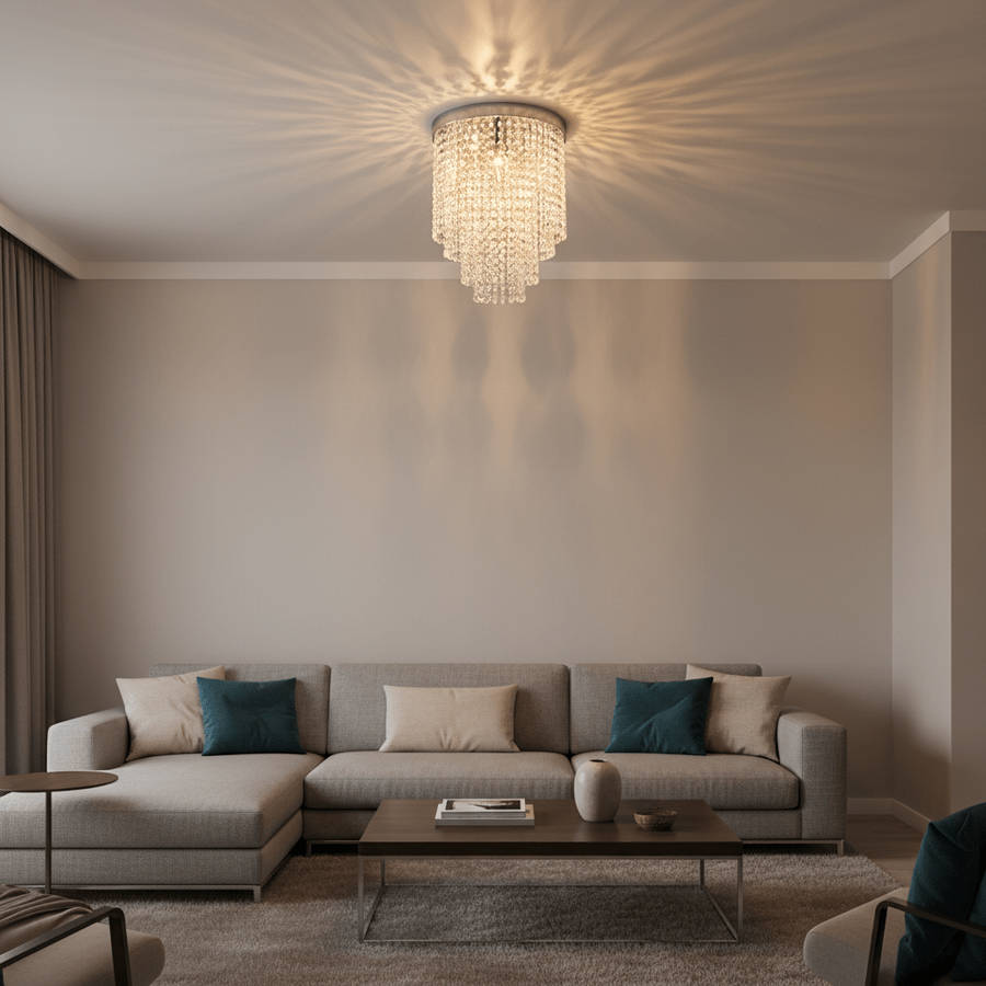 G9 LED Small Round K9 Crystal Ceiling Fitting