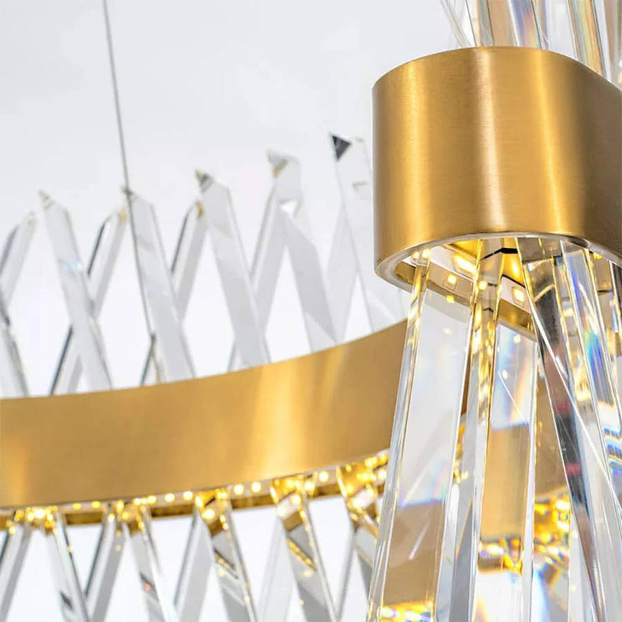 Round Gold & Crystal Chandelier