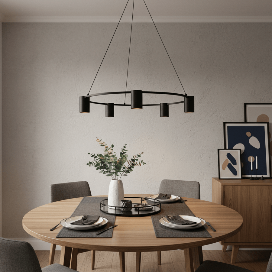 Occhio Round 5 Light Pendant - Black