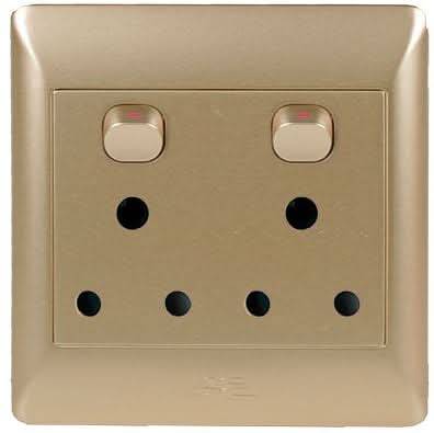 Champagne 2 x 16A Switched Socket