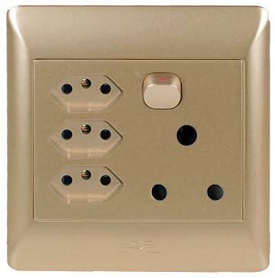 Champagne 1 x 16A, 3 x Euro Switched Socket