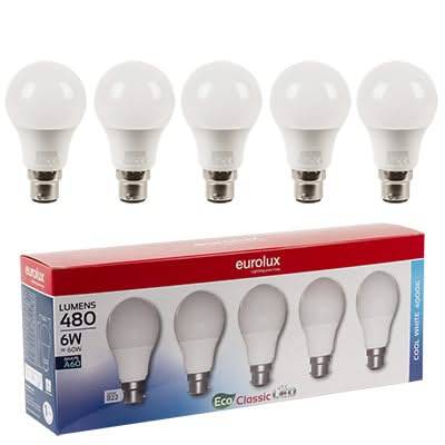 LED Bulb - 6W A60 4000K 5 Pack