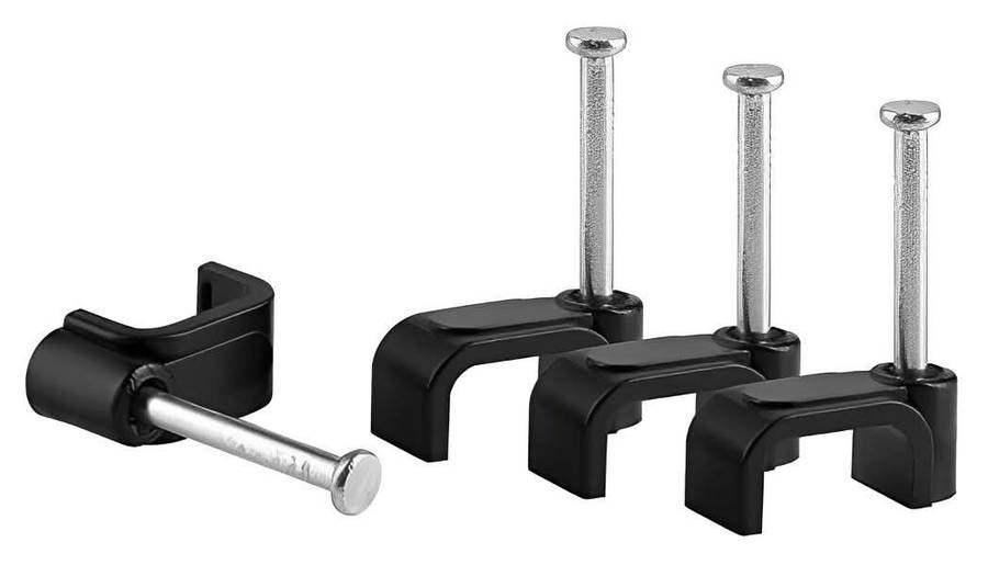 8mm Square Black Cable Clips - 100 Pack
