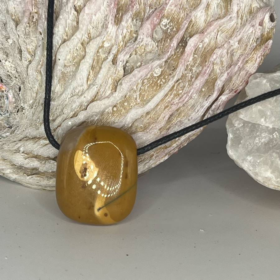 Assorted Tumble Gemstone Necklace on Black Cord - Crystal Geological