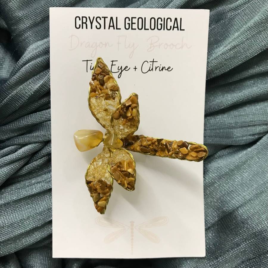 Assorted Gemstone Dragonfly Brooch
