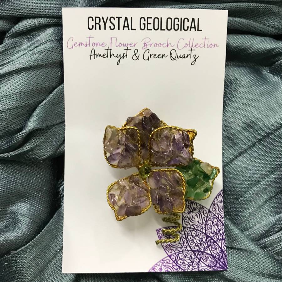 Assorted Gemstone Flower Brooch