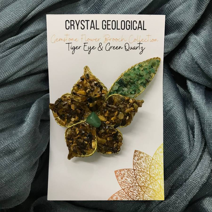 Assorted Gemstone Flower Brooch
