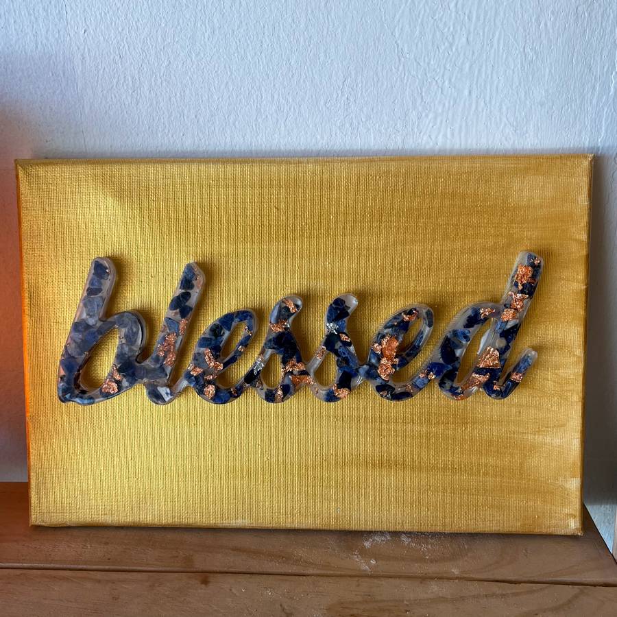 Assorted Gemstone Resin blessed Signs on Canvas