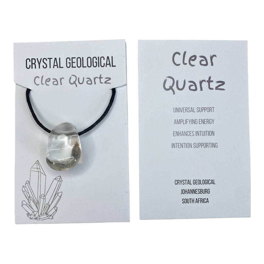 Assorted Tumble Gemstone Necklace on Black Cord - Crystal Geological