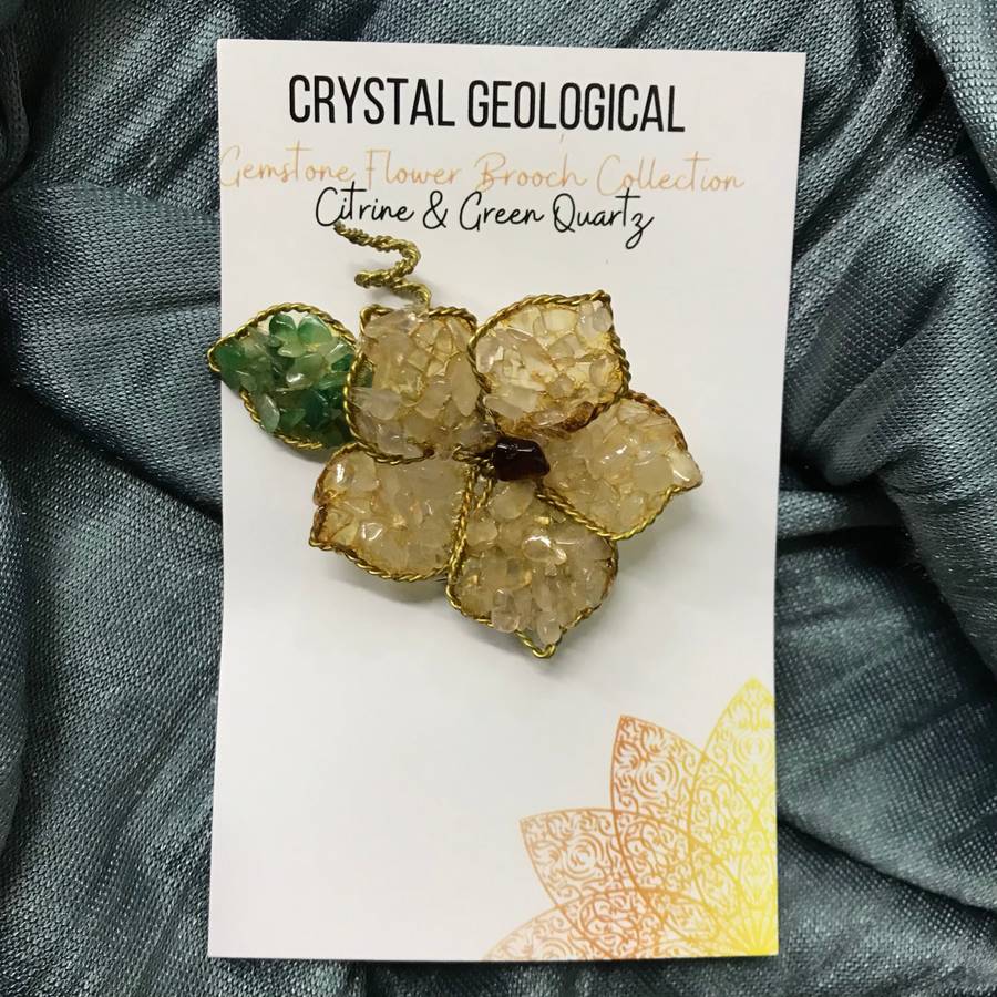 Assorted Gemstone Flower Brooch