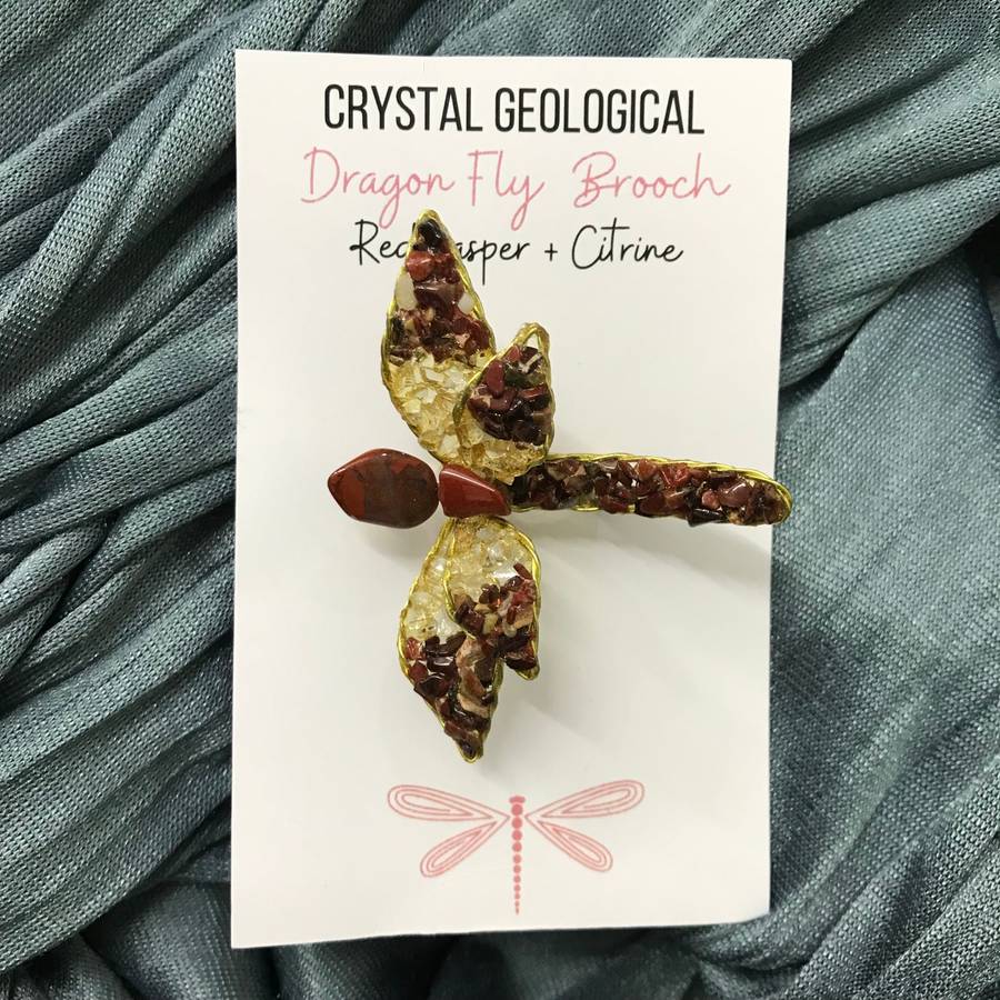 Assorted Gemstone Dragonfly Brooch