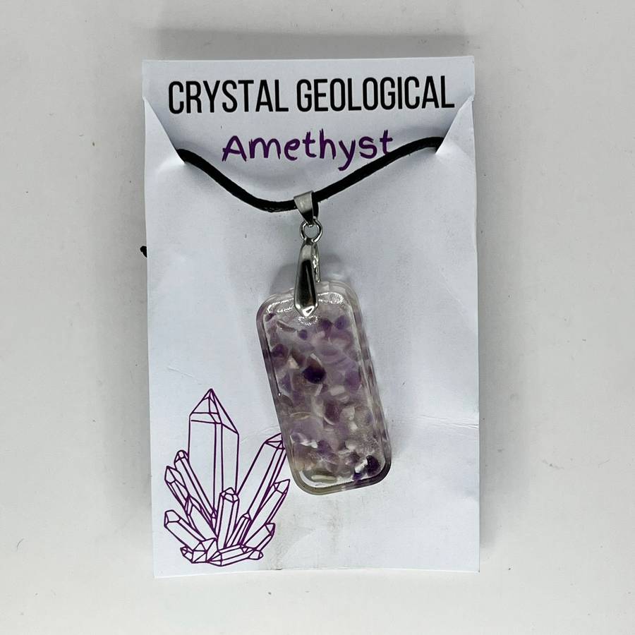 Assorted Resin Gemstone Pendants on Black Cord