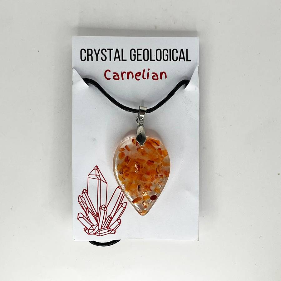 Assorted Resin Gemstone Pendants on Black Cord