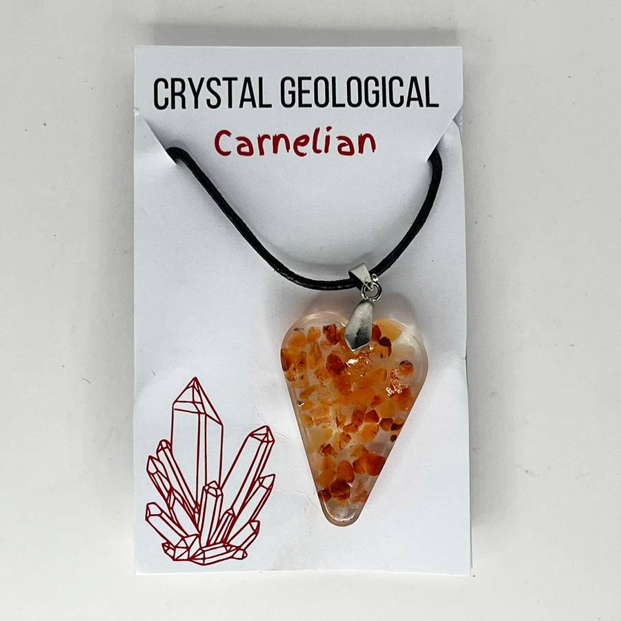 Assorted Resin Gemstone Pendants on Black Cord