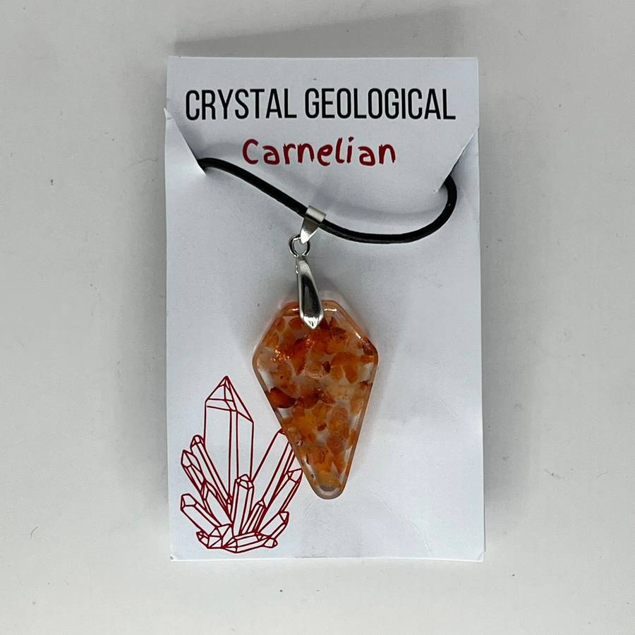Assorted Resin Gemstone Pendants on Black Cord