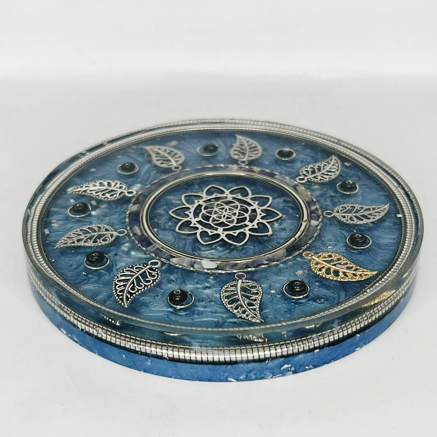 Blue Leaf Coaster - Orgonite