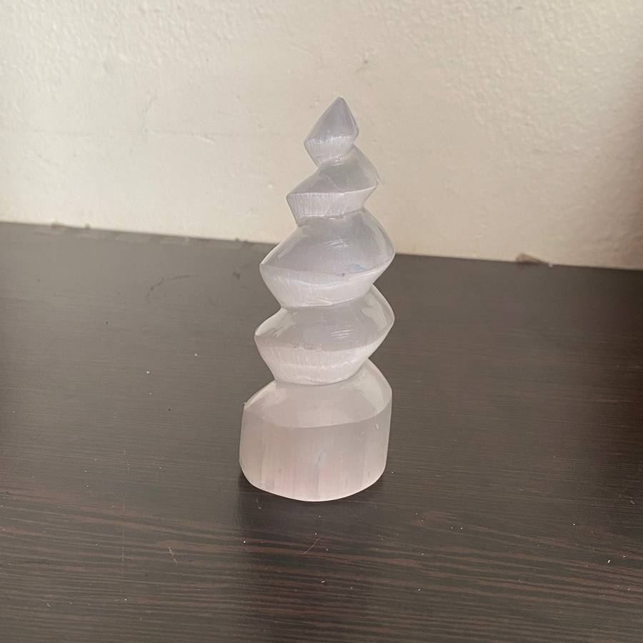 Selenite Spiral Tower -10cm