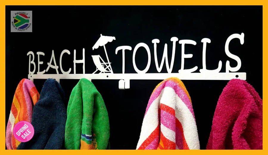 Beach Towels 6 hook towel hanger Large in Stainless steel or Black