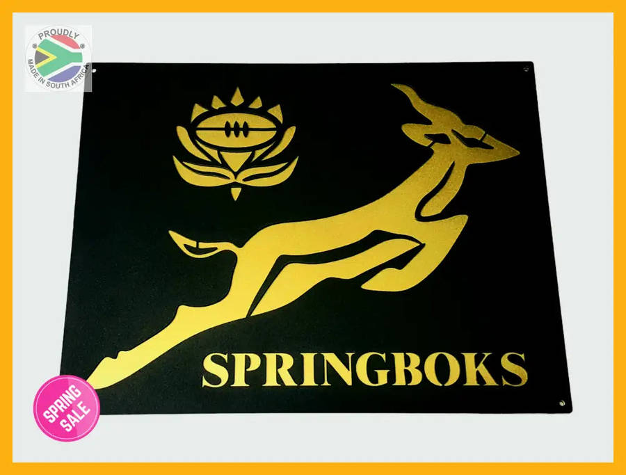 Springboks Rugby Mounted Wall Art Design Black & Gold (Made-To-Order)