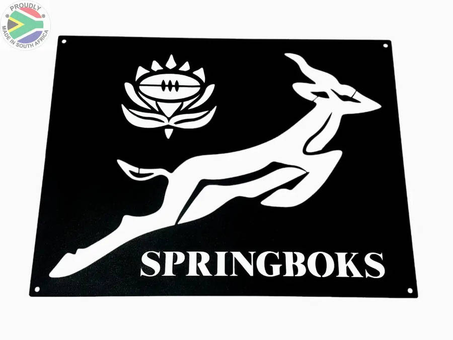 Springboks Rugby Mounted Wall Art Design Black & Gold (Made-To-Order)