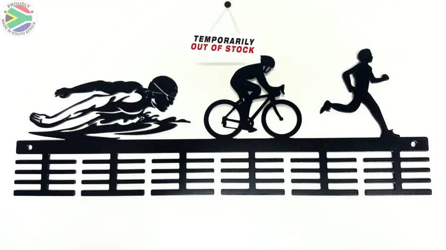 Man Swim Bike Run Triathlon 48 tier medal hanger