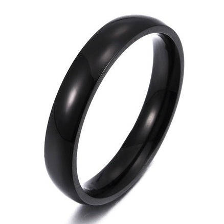Gorgeous 4mm Wide Black Stainless Steel Ring. Size 7
