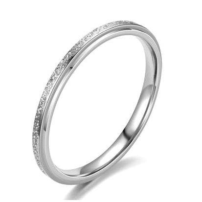 Ladies Ultrafine Stardust 2mm Stainless Steel Ring. Size 9 | R+